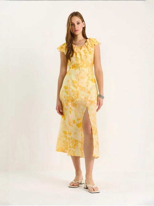 Vestido midi con detalle de volantes lucci - Kiabi Vestido midi con detalle de volantes lucci - Kiabi