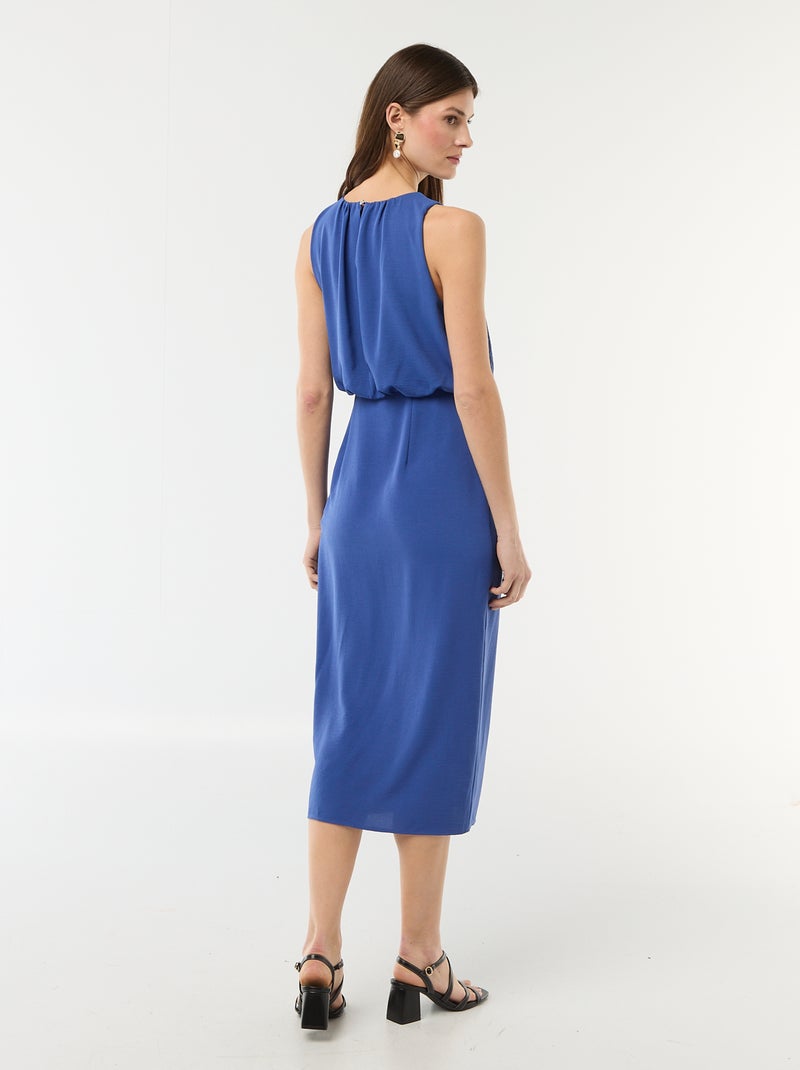 Vestido midi con efecto drapeado sin mangas Azul - Kiabi