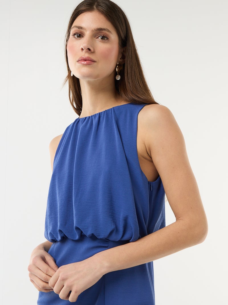 Vestido midi con efecto drapeado sin mangas Azul - Kiabi