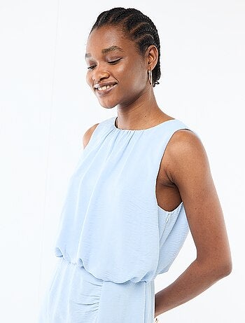 Vestido midi con efecto drapeado sin mangas