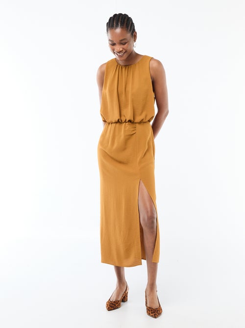 Vestido midi con efecto drapeado sin mangas - Kiabi