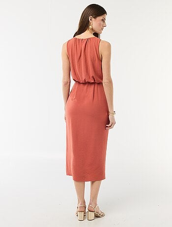 Vestido midi con efecto drapeado sin mangas