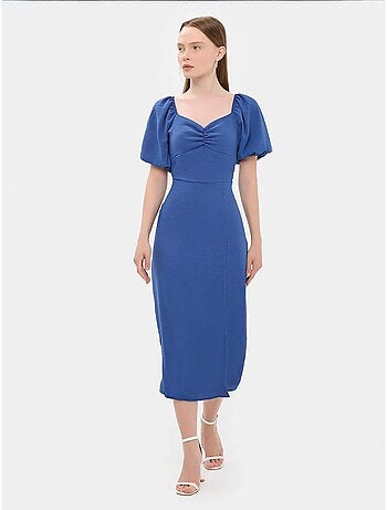 Vestido midi con escote corazón y abertura lateral hiccup