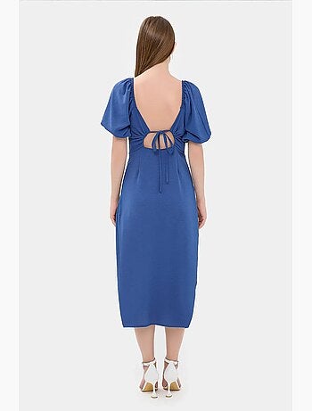 Vestido midi con escote corazón y abertura lateral hiccup