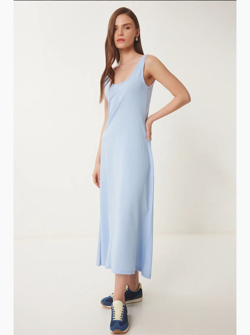 Vestido midi con escote en u istanbul Azul zafiro - Kiabi