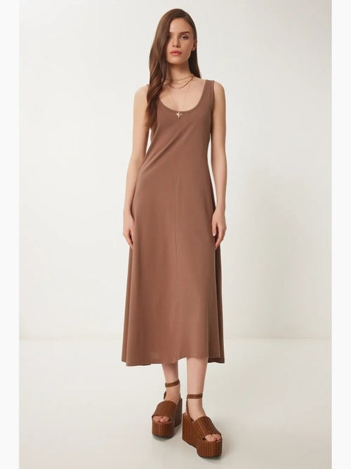 Vestido midi con escote en u istanbul - Kiabi