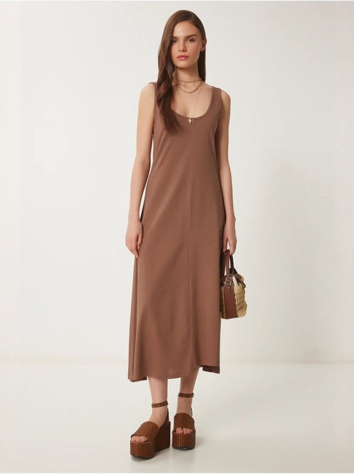 Vestido midi con escote en u istanbul - Kiabi