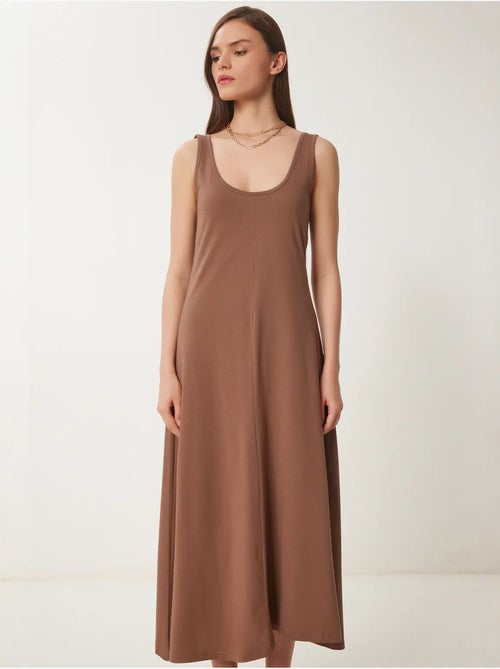 Vestido midi con escote en u istanbul - Kiabi