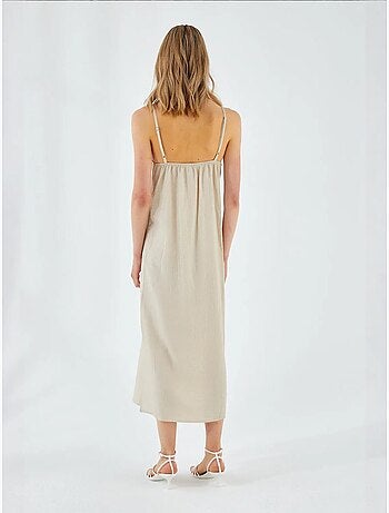 Vestido midi con escote en v y abertura mixray