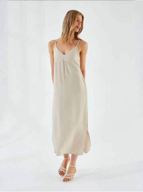 Vestido midi con escote en v y abertura mixray - Kiabi