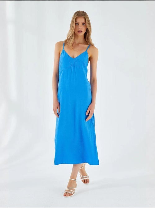 Vestido midi con escote en v y abertura mixray - Kiabi