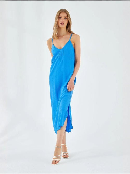 Vestido midi con escote en v y abertura mixray - Kiabi