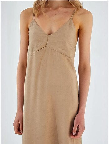 Vestido midi con escote en v y abertura mixray