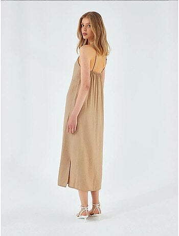 Vestido midi con escote en v y abertura mixray