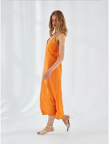 Vestido midi con escote en v y abertura mixray