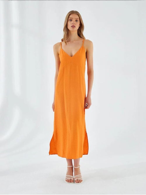 Vestido midi con escote en v y abertura mixray - Kiabi