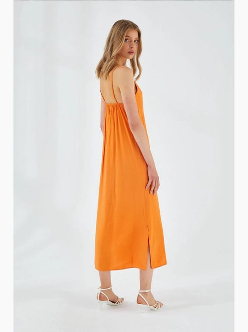 Vestido midi con escote en v y abertura mixray - Kiabi