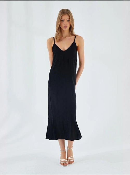 Vestido midi con escote en v y abertura mixray - Kiabi