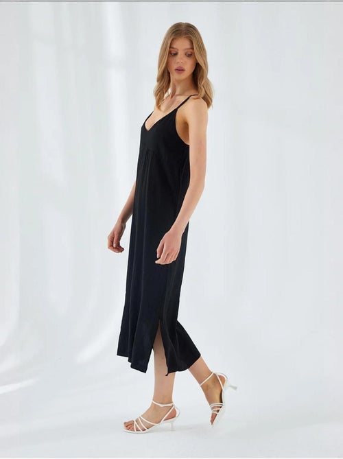 Vestido midi con escote en v y abertura mixray - Kiabi