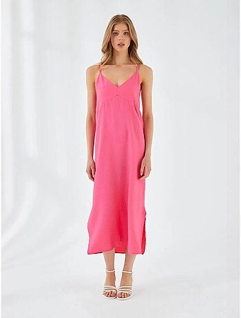 Vestido midi con escote en v y abertura mixray
