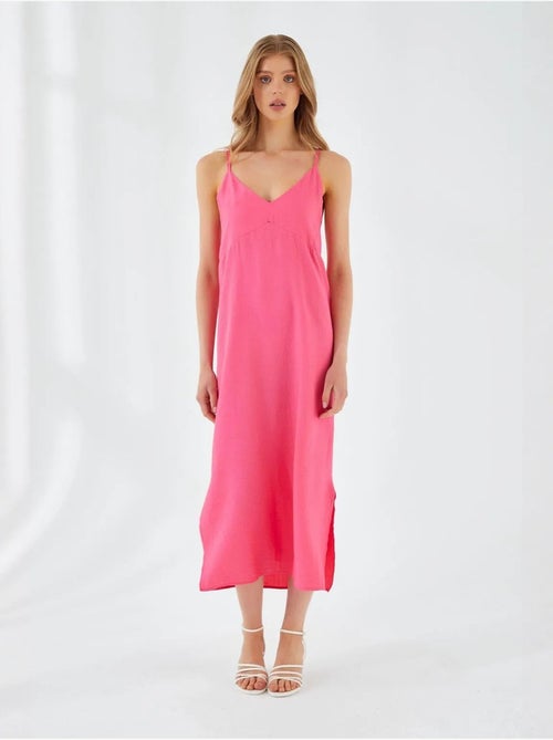 Vestido midi con escote en v y abertura mixray - Kiabi