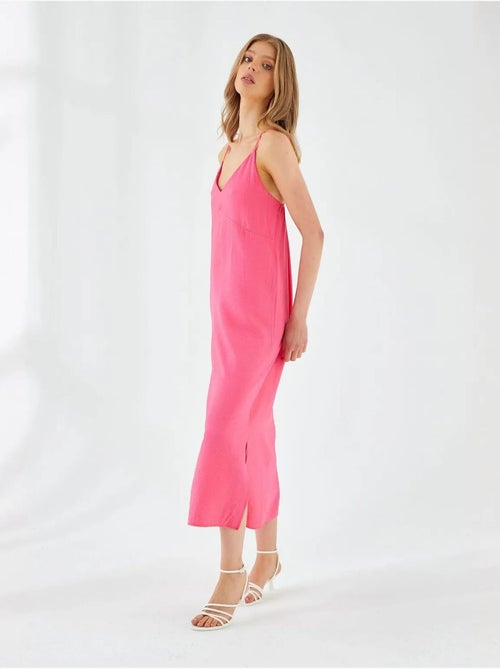 Vestido midi con escote en v y abertura mixray - Kiabi