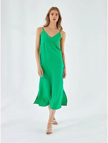 Vestido midi con escote en v y abertura mixray