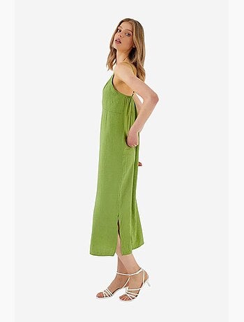 Vestido midi con escote en v y abertura mixray