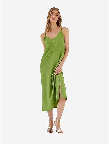Vestido midi con escote en v y abertura mixray
