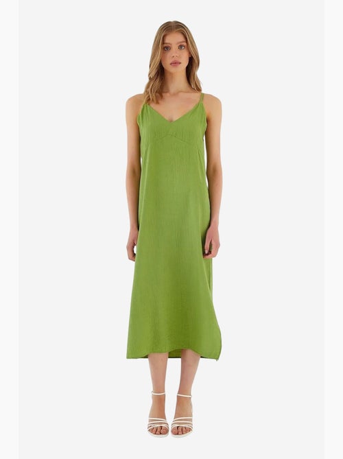 Vestido midi con escote en v y abertura mixray - Kiabi