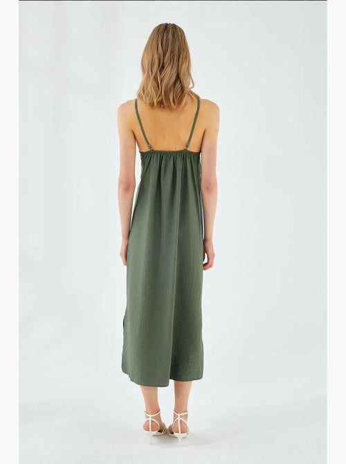 Vestido midi con escote en v y abertura mixray - Kiabi