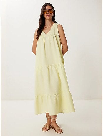 Vestido midi con escote en v y volantes istanbul