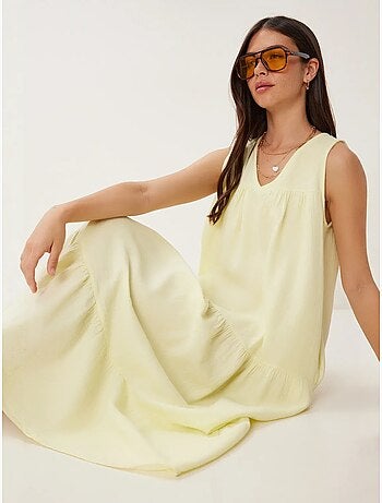 Vestido midi con escote en v y volantes istanbul