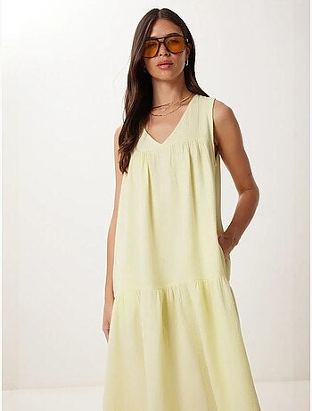 Vestido midi con escote en v y volantes istanbul