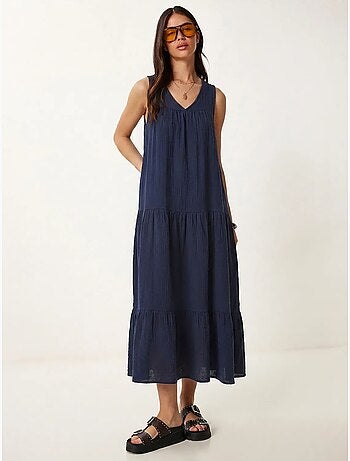 Vestido midi con escote en v y volantes istanbul