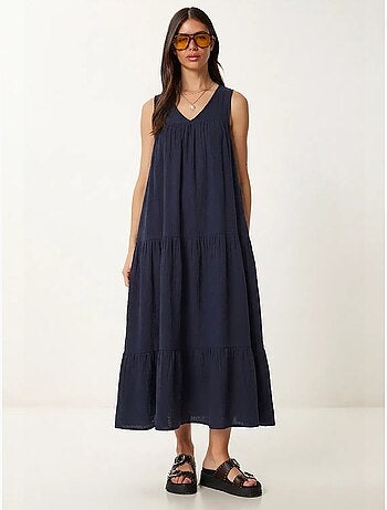 Vestido midi con escote en v y volantes istanbul
