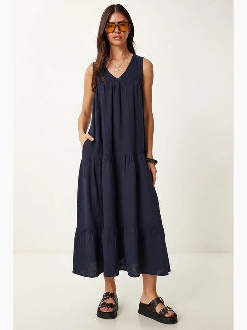 Vestido midi con escote en v y volantes istanbul - Kiabi Vestido midi con escote en v y volantes istanbul - Kiabi