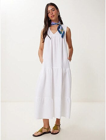Vestido midi con escote en v y volantes istanbul