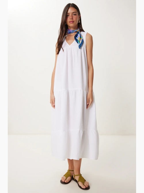 Vestido midi con escote en v y volantes istanbul - Kiabi Vestido midi con escote en v y volantes istanbul - Kiabi