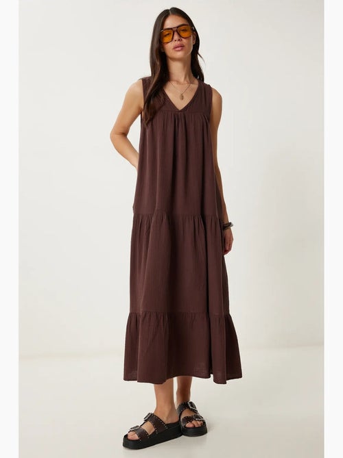Vestido midi con escote en v y volantes istanbul - Kiabi Vestido midi con escote en v y volantes istanbul - Kiabi