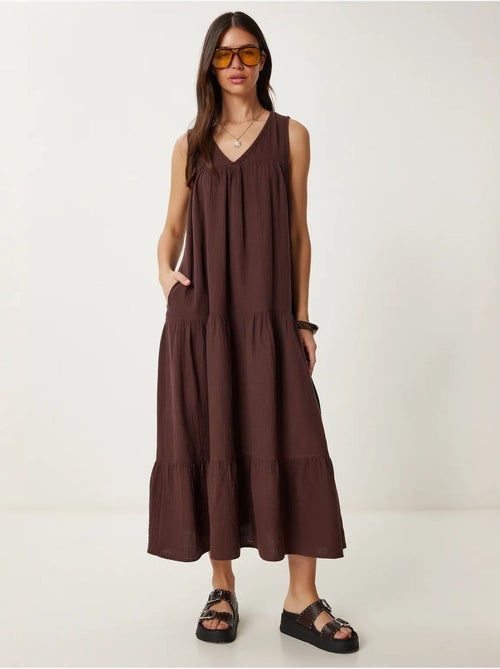 Vestido midi con escote en v y volantes istanbul - Kiabi Vestido midi con escote en v y volantes istanbul - Kiabi