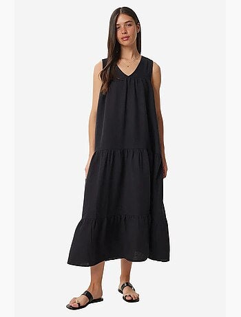 Vestido midi con escote en v y volantes istanbul