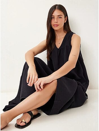 Vestido midi con escote en v y volantes istanbul