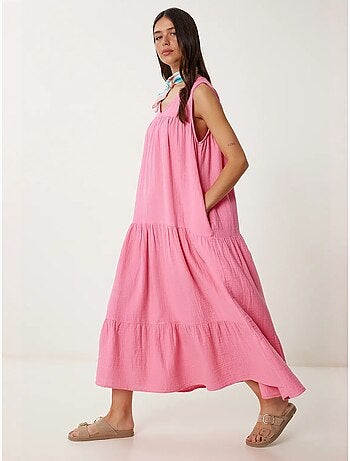 Vestido midi con escote en v y volantes istanbul
