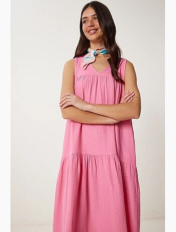 Vestido midi con escote en v y volantes istanbul