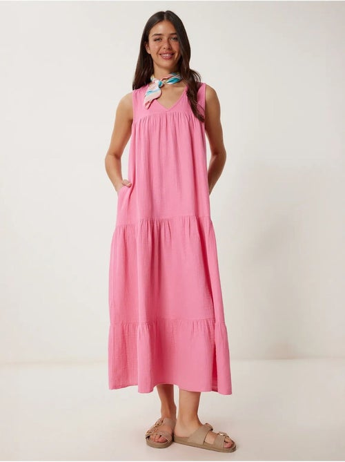 Vestido midi con escote en v y volantes istanbul - Kiabi Vestido midi con escote en v y volantes istanbul - Kiabi