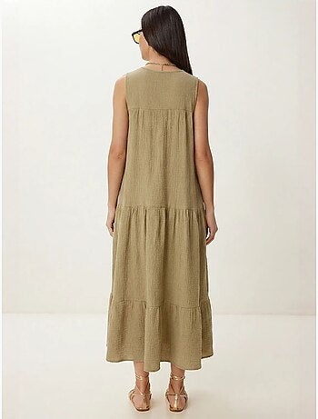 Vestido midi con escote en v y volantes istanbul