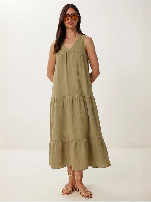 Vestido midi con escote en v y volantes istanbul - Kiabi Vestido midi con escote en v y volantes istanbul - Kiabi