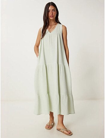 Vestido midi con escote en v y volantes istanbul