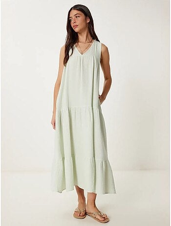 Vestido midi con escote en v y volantes istanbul